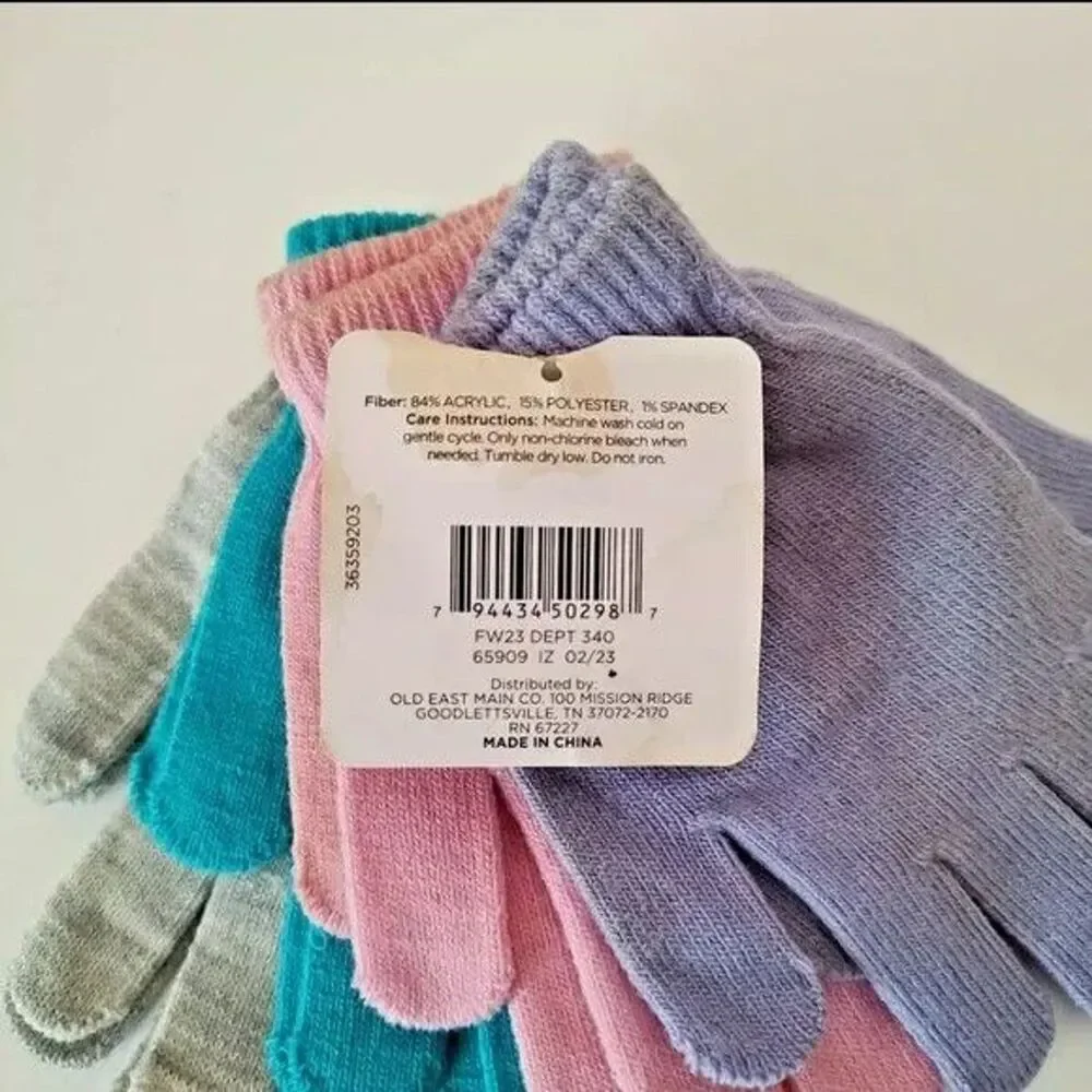 Old East Main Company Kids' Gloves 4 Pack Assorted Colors Winter Knit Warm Snow